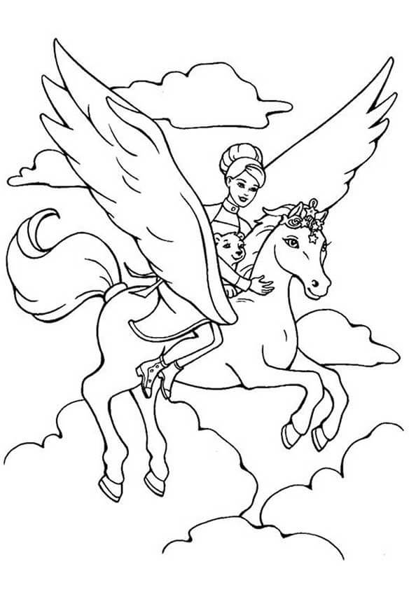 Desenhos de A magia da Barbie e Pegasus para colorir