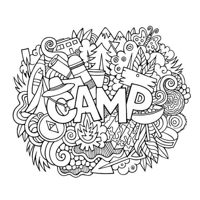 Desenhos de Acampamento de Lona para colorir