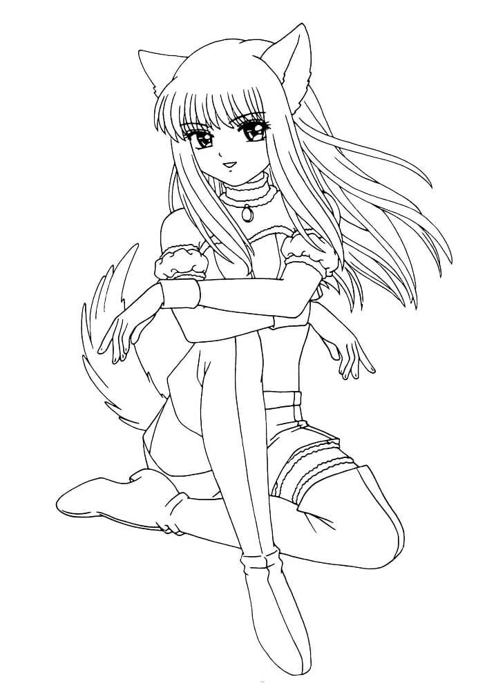 Desenhos de Adorável garota Lobo para colorir