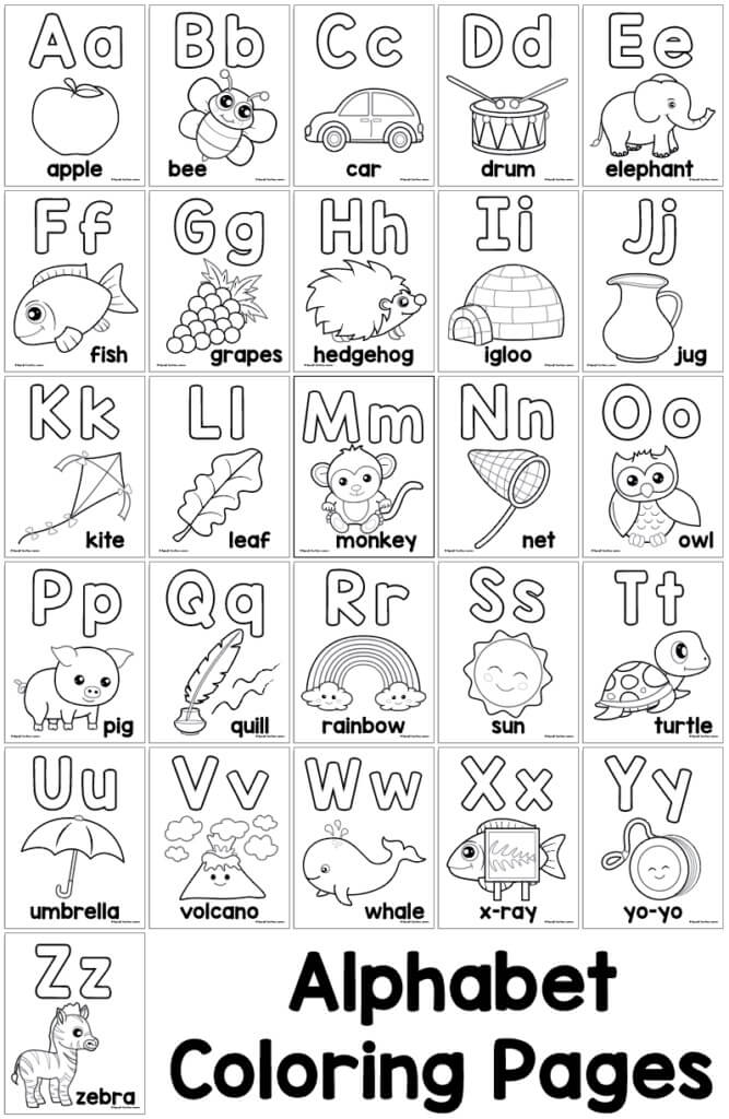 Desenhos de Alfabeto Fácil para colorir