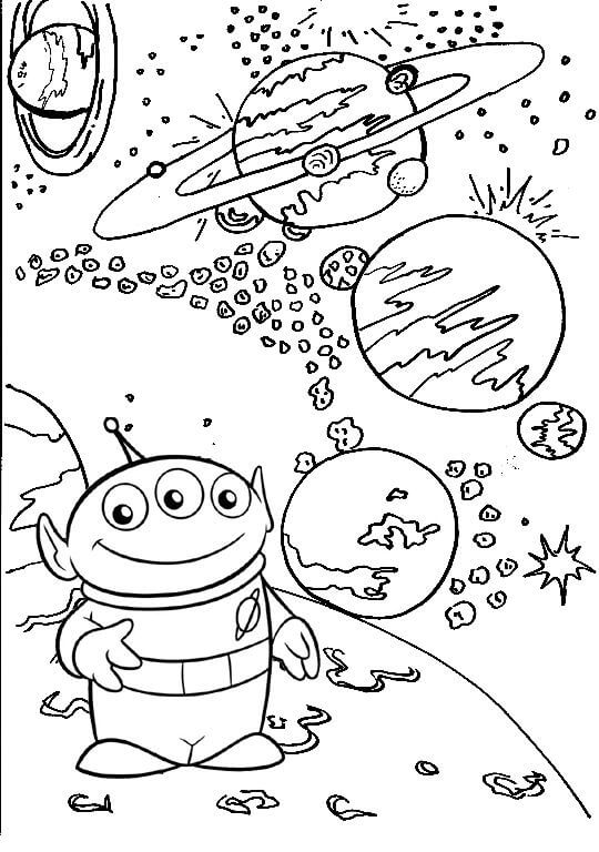Desenhos de Alienígena em Toy Story com Planetas para colorir