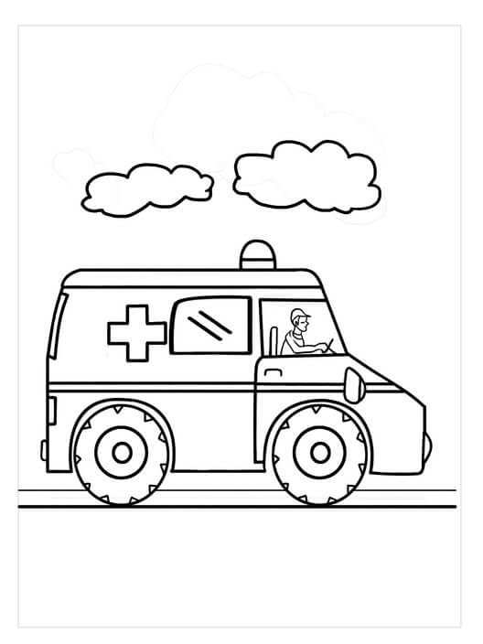 Ambulância e Nuvem para colorir