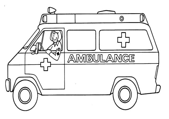 Desenhos de Ambulância Vá para o Hospital para colorir