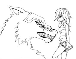Desenhos de Anime Garota Lobo para colorir