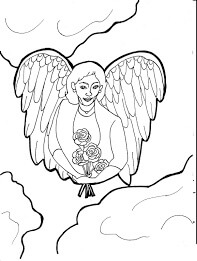 Desenhos de Anjo com Rosa para colorir