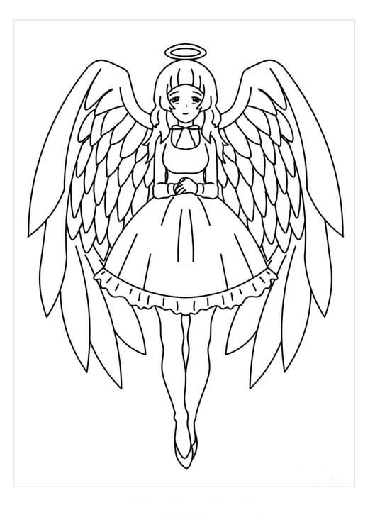 Anjo de anime para colorir