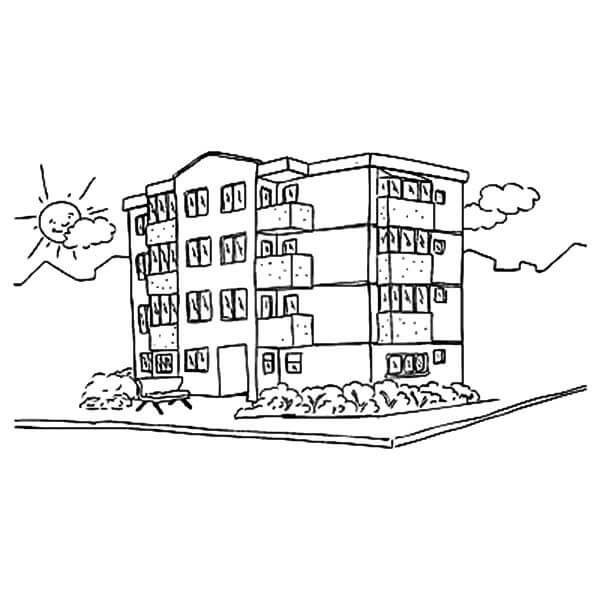 Desenhos de Apartamento - Nublado e Ensolarado para colorir