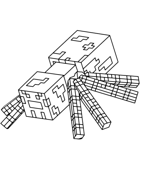 Desenhos de Aranha Minecraft para colorir