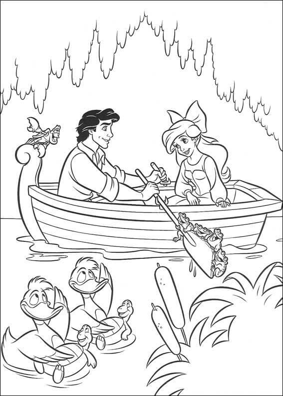 Desenhos de Ariel e Eric Velejando para colorir