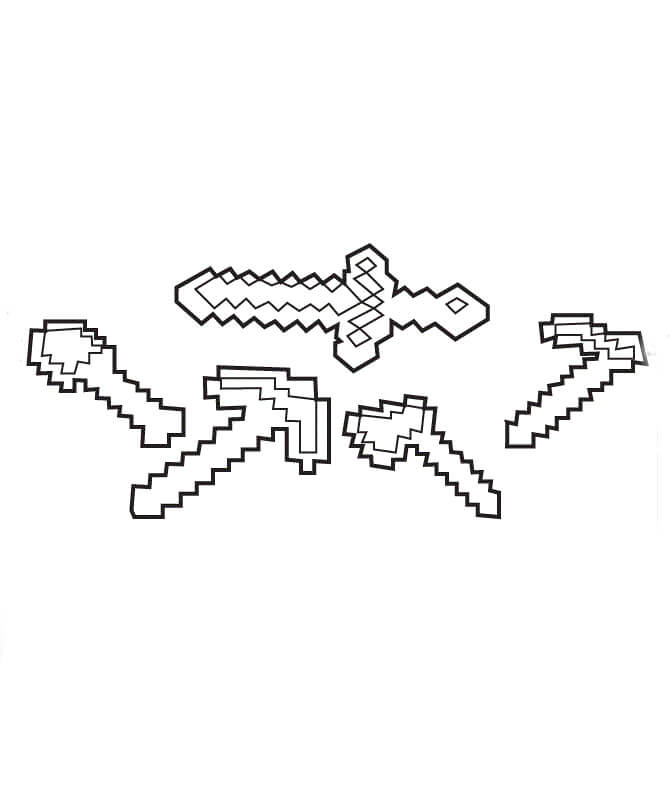 Desenhos de Armas Minecraft para colorir