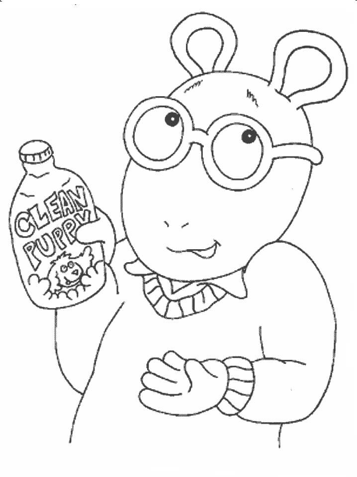 Desenhos de Arthur Read com o Cachorrinho Limpo do Jarro para colorir