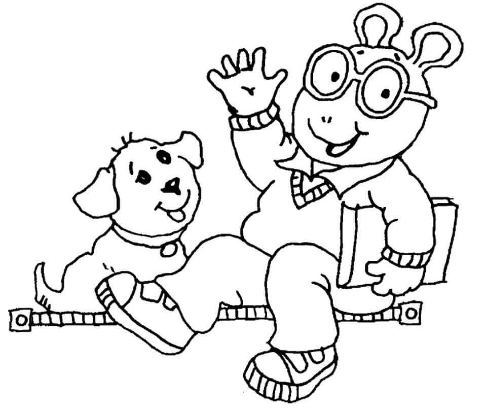 Desenhos de Arthur Read e Cachorro para colorir