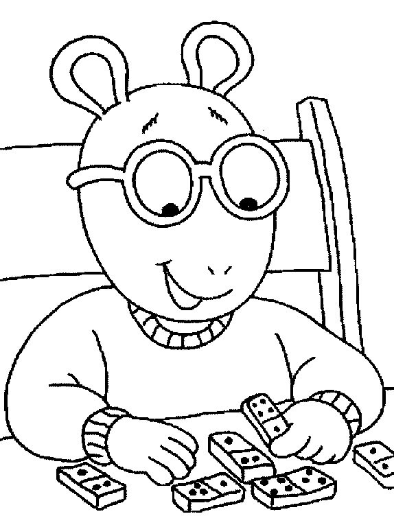 Arthur Read joga Mahjong para colorir
