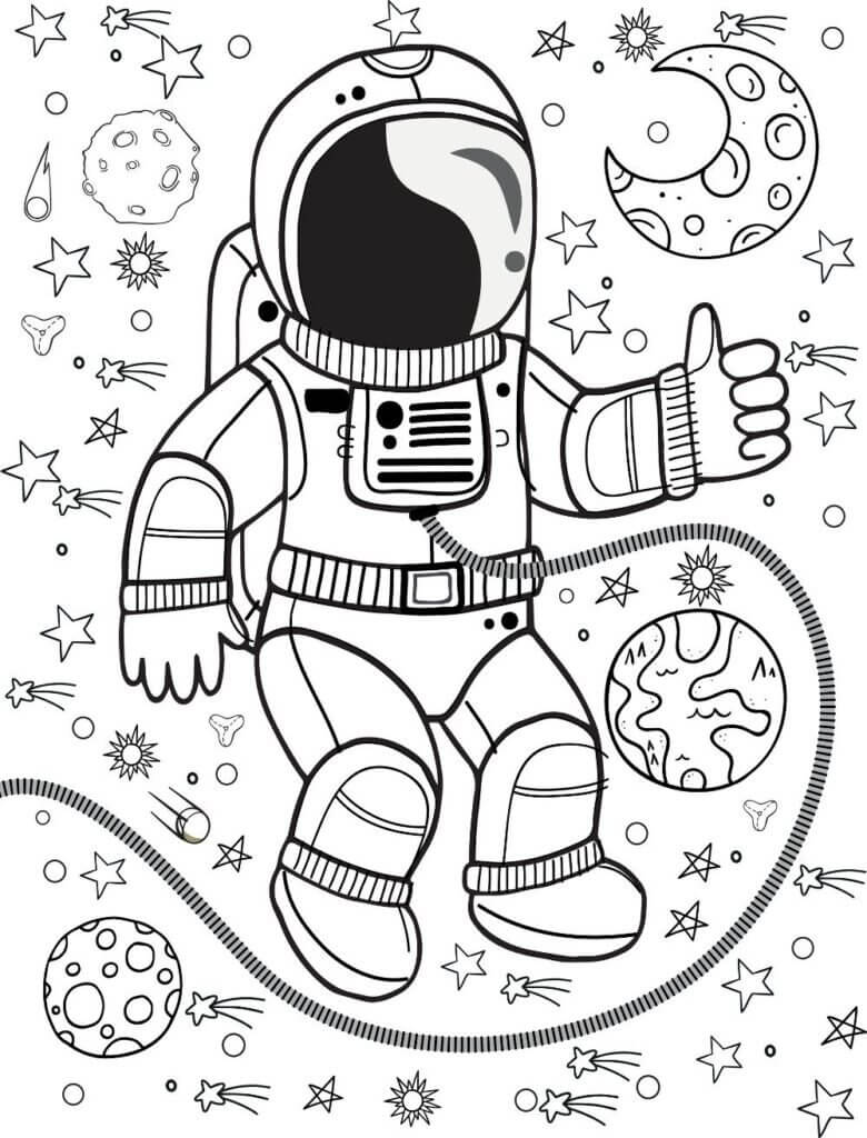 Astronautas Básicos para colorir