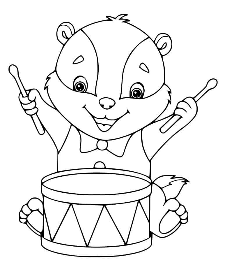 Badger tocando Tambor para colorir