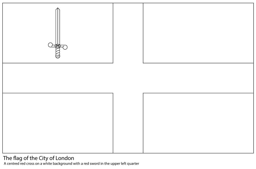Desenhos de Bandeira da Cidade de Londres para colorir