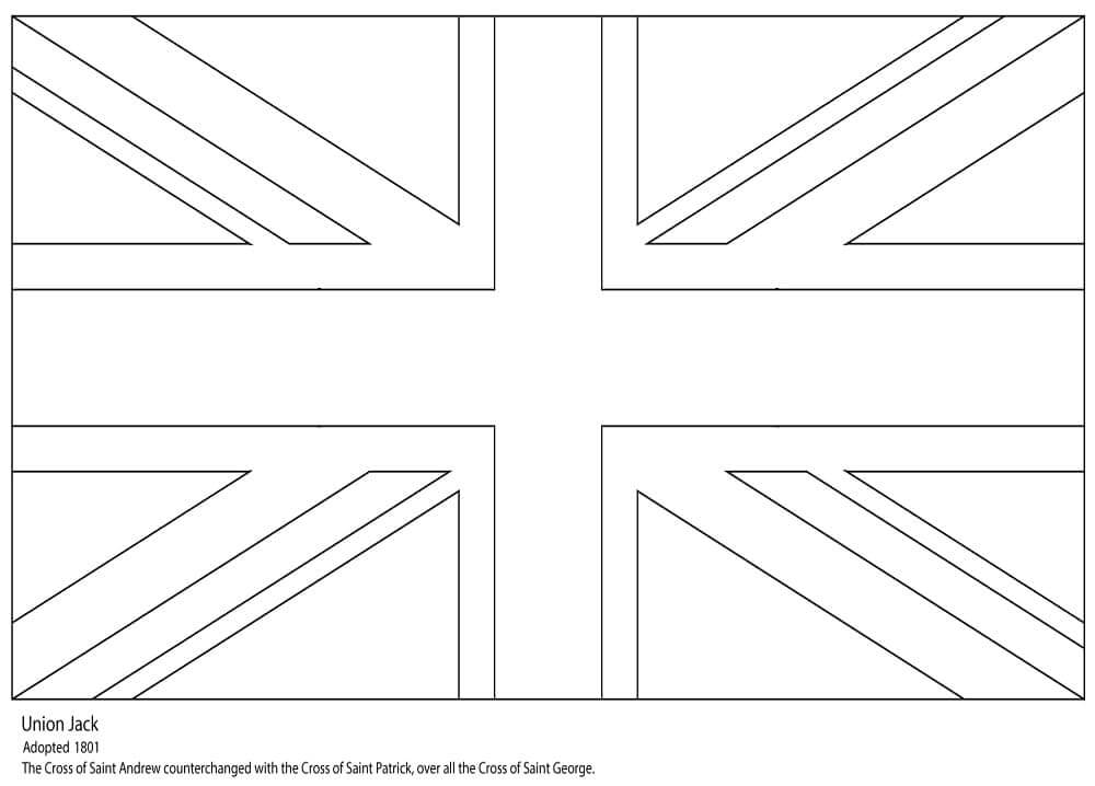 Bandeira do Reino Unido para colorir