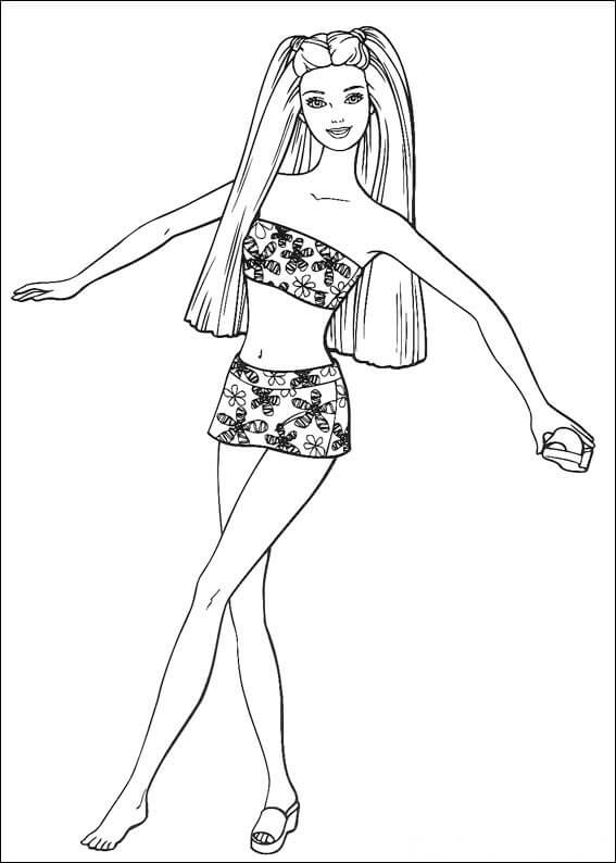 Desenhos de Barbie com Maiô para colorir