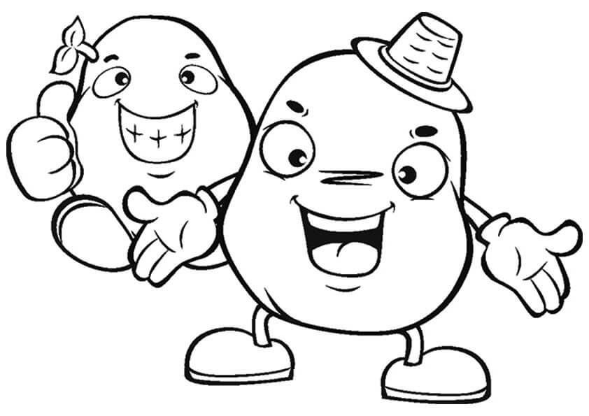 Batata feliz dos Desenhos Animados para colorir