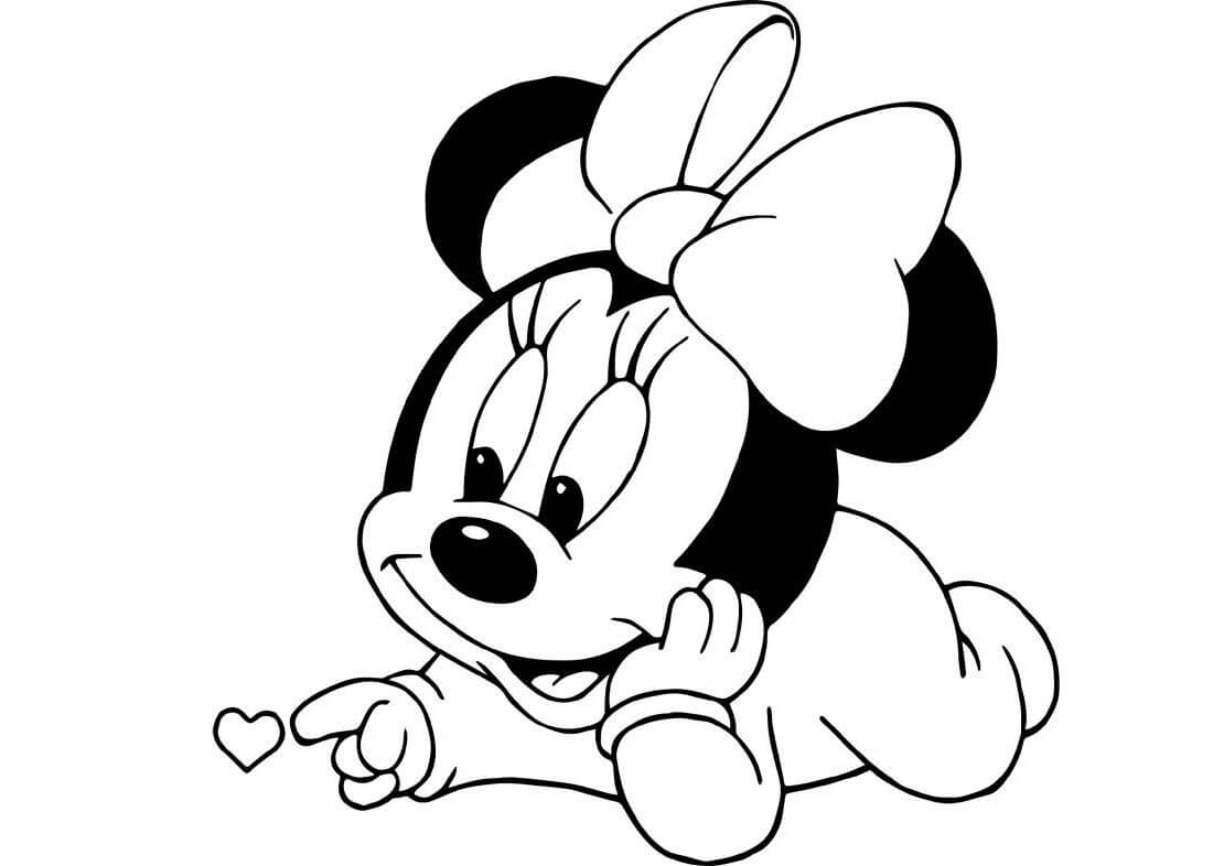 Desenhos de Bebê fofo Minnie Mouse para colorir