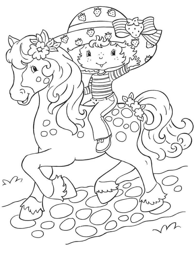 Bolo De Morango Andar a Cavalo para colorir
