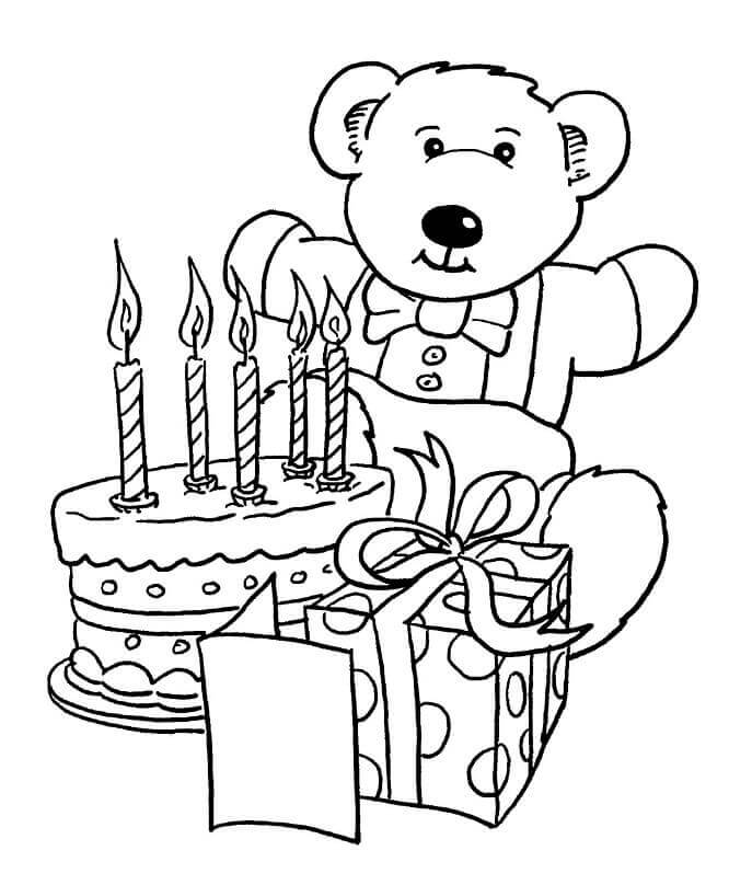 Desenhos de Brinquedos e bolo de Aniversário para colorir