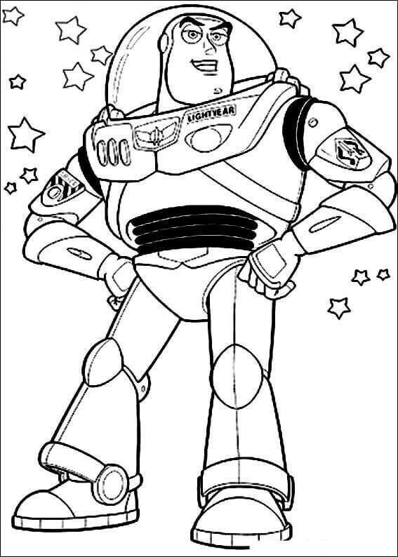 Desenhos de Buzz Lightyear com Estrelas para colorir