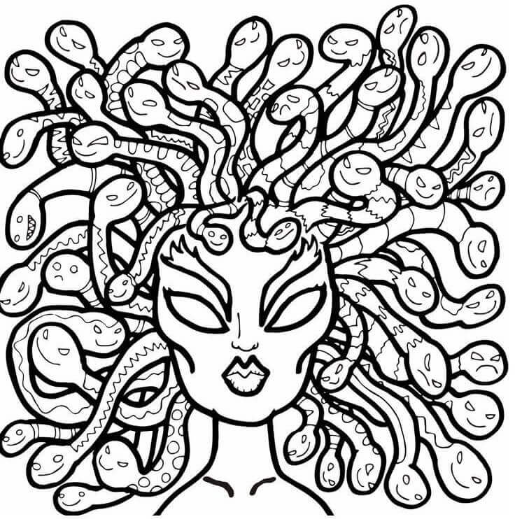 Cabeça de Medusa para colorir