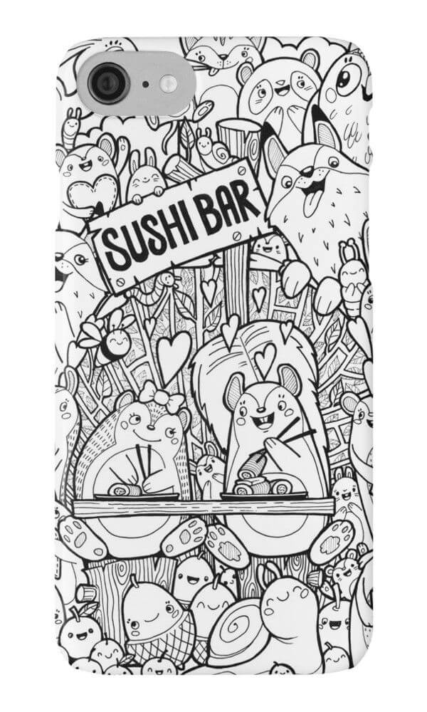 Capa de Telefone Sushi Bar para colorir