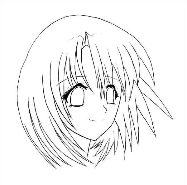 Desenhos de Cara de Garota Anime para colorir