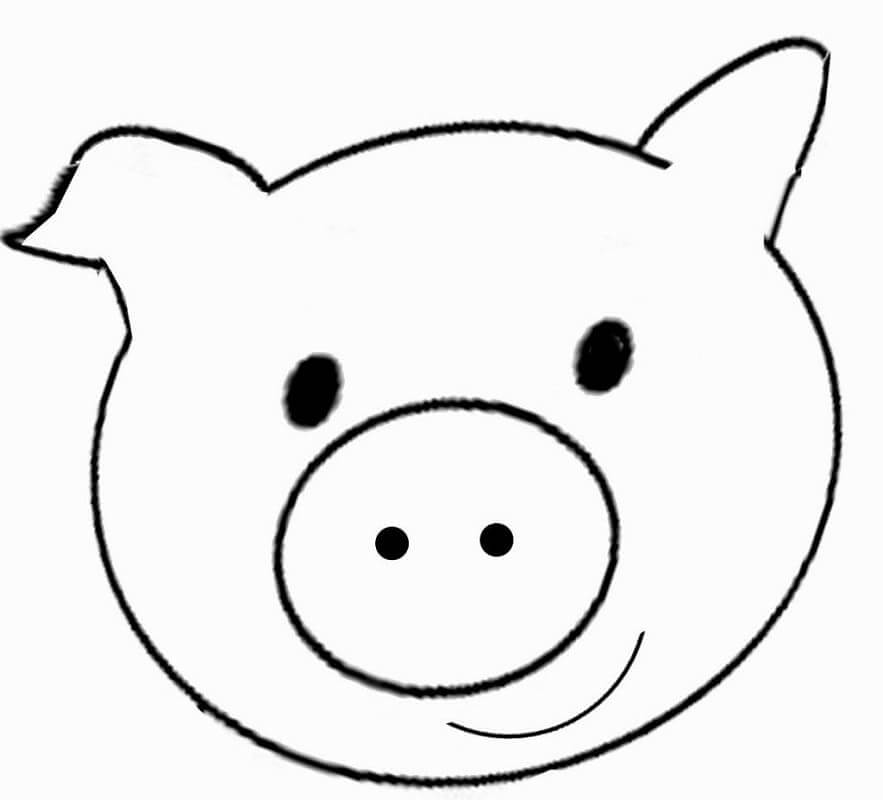 Desenhos de Cara de Porco Fofa para colorir