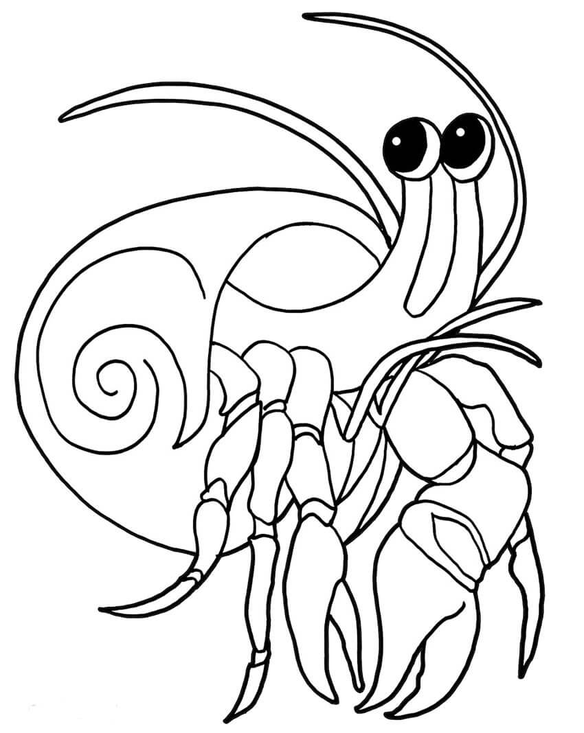 Desenhos de Caranguejo Eremita Fofo para colorir