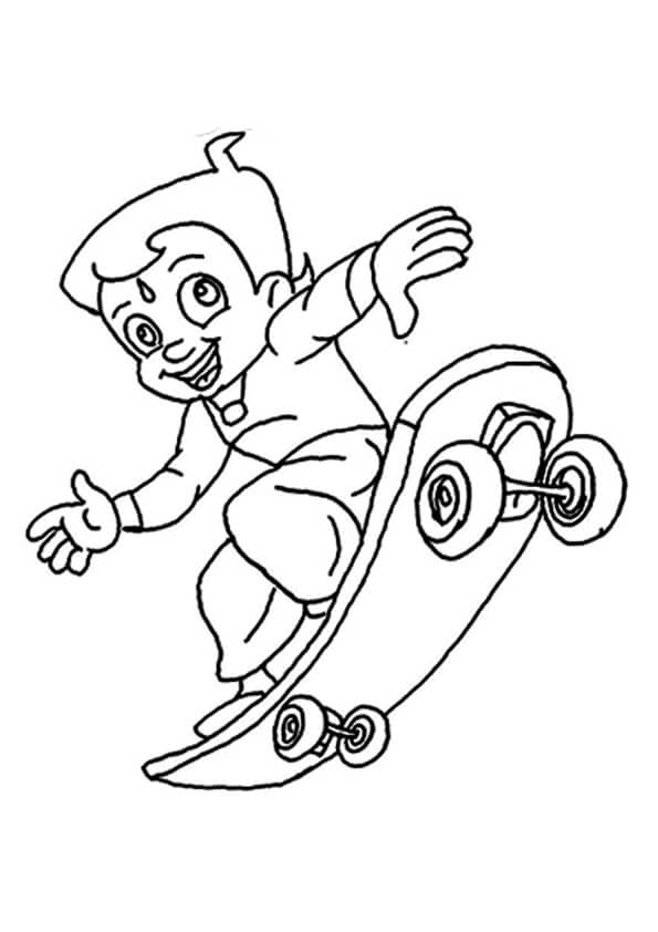 Desenhos de Chhota Bheem Skate para colorir