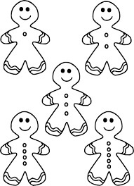 Desenhos de Cinco Bonecos de Gengibre para colorir