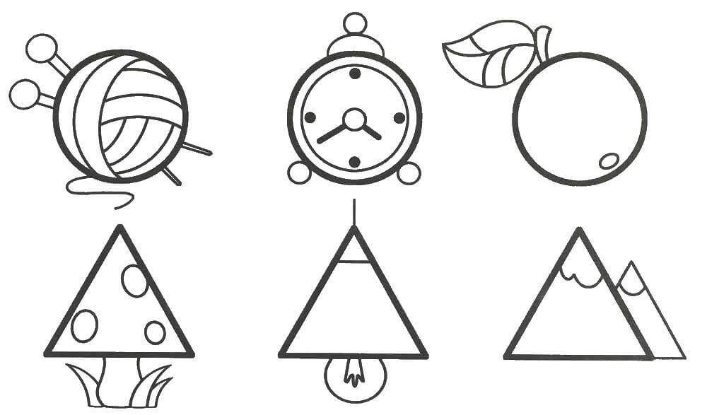 Desenhos de Círculo e Triângulo para colorir