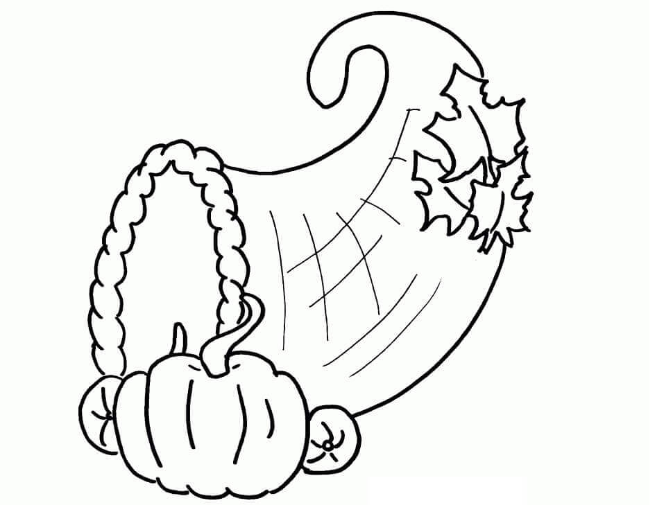 Desenhos de Cornucópia com Abóbora para colorir