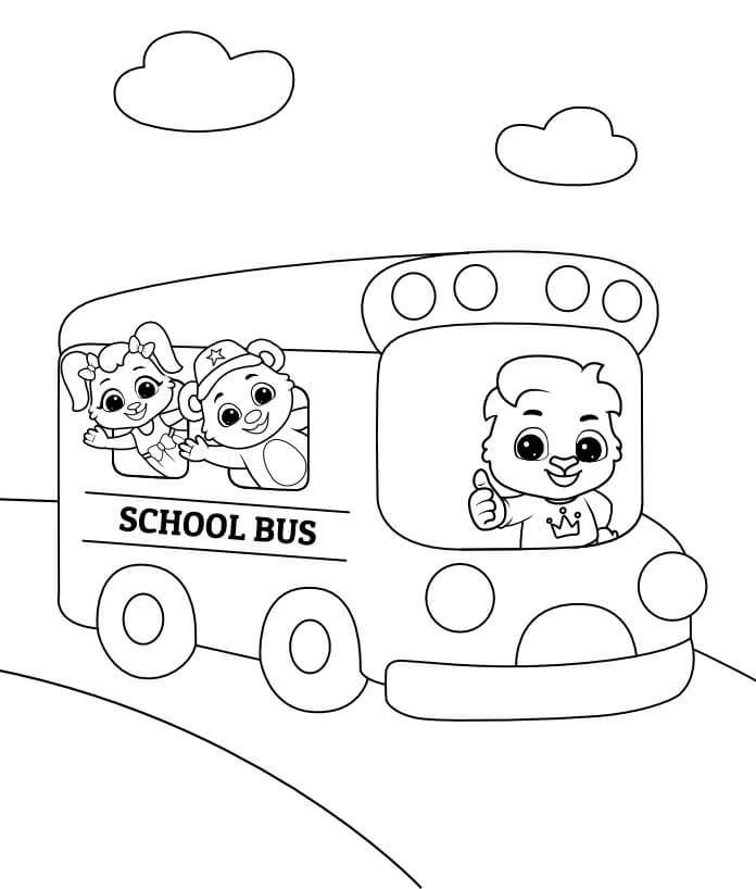 Criança Animal no Ônibus Escolar para colorir