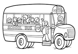 Crianças e Ônibus Escolar para colorir