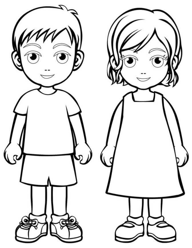 Desenhos de Crianças menino e Menina para colorir
