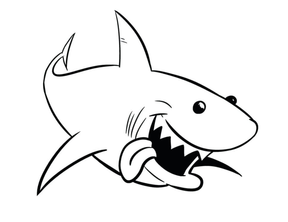 Desenho Animado Tubarão com Fome para colorir