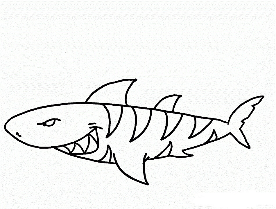 Desenho Animado Tubarão Tigre para colorir