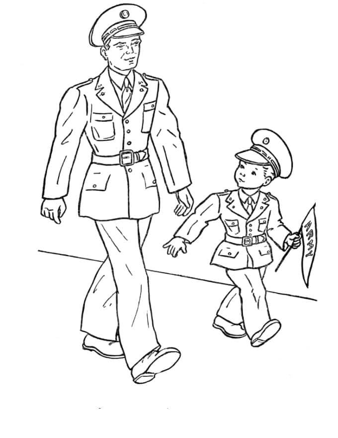 Desenhos de Dia dos Veteranos, Avô e Neto para colorir