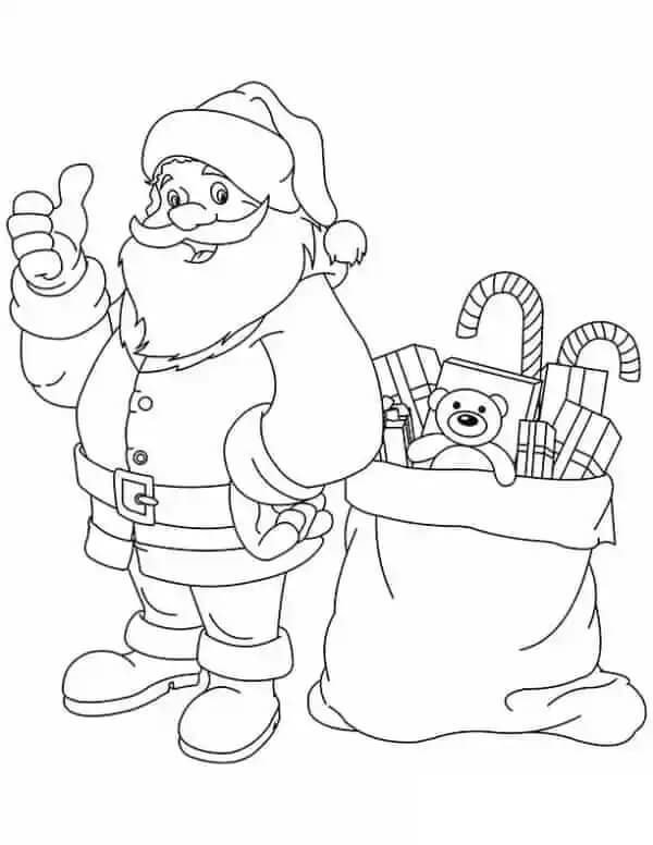 Desenhos de Divertido Papai Noel com Brinquedos para colorir