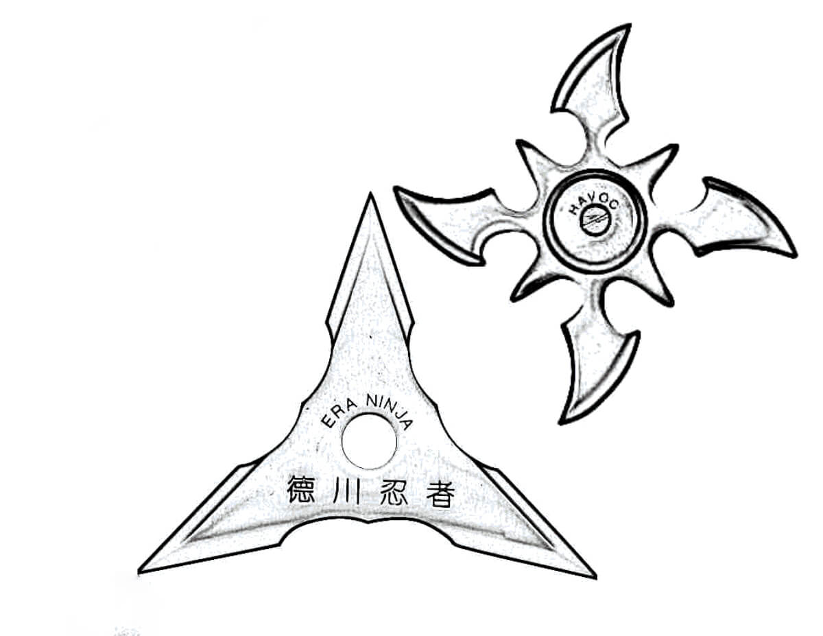Desenhos de Dois Shurikens para colorir