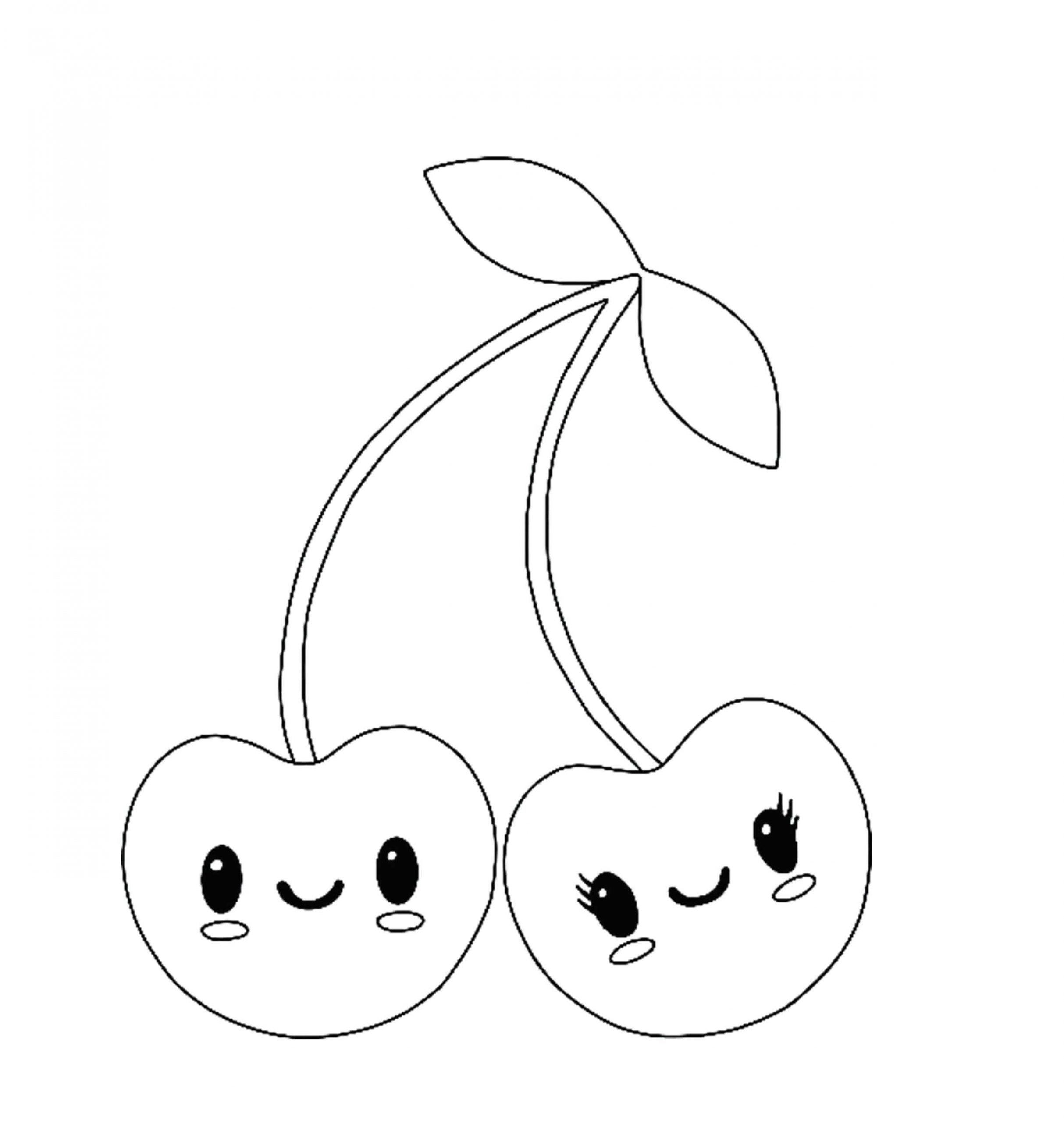 Desenhos de Duas Cerejas Sorridentes para colorir