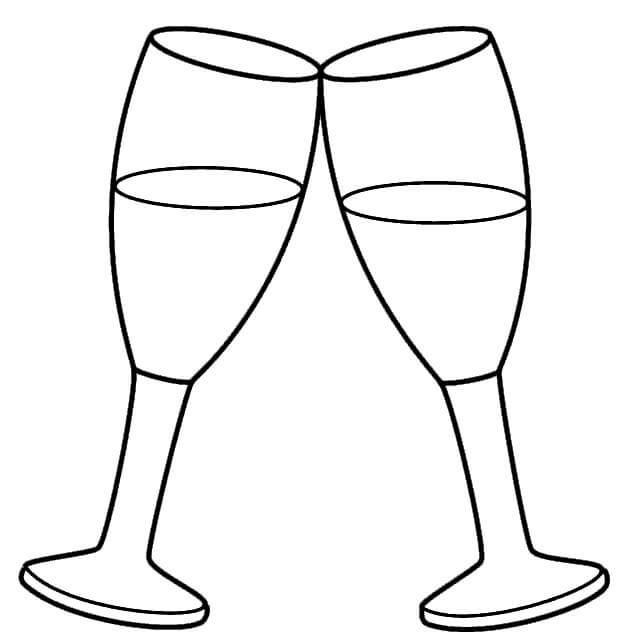 Desenhos de Duas taças de Champanhe para colorir