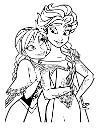 Desenhos de Elsa e Anna Estão Felizes para colorir