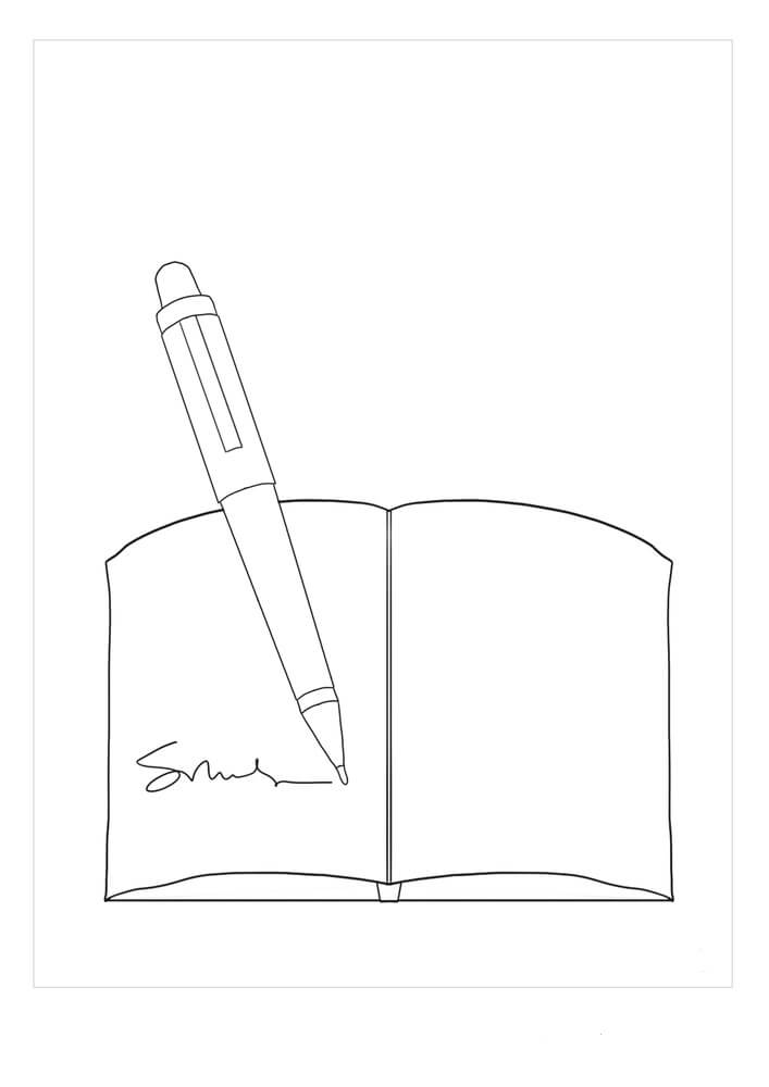 Desenhos de Escrita com Caneta em um Livro para colorir