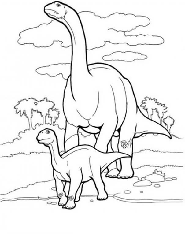 Família Brontossauro para colorir
