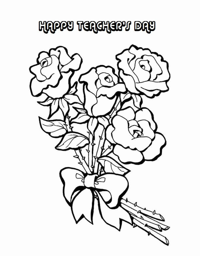 Desenhos de Feliz dia do Professor com Flores para colorir